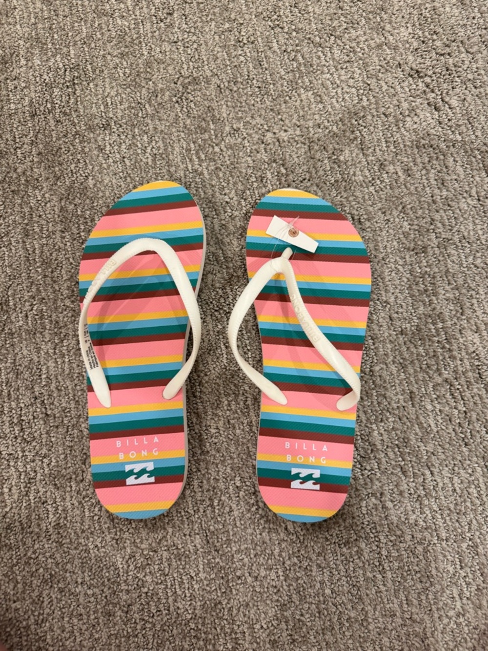 Billabong Women’s Multicolor Stripe Flip Flop Sandals - White Straps